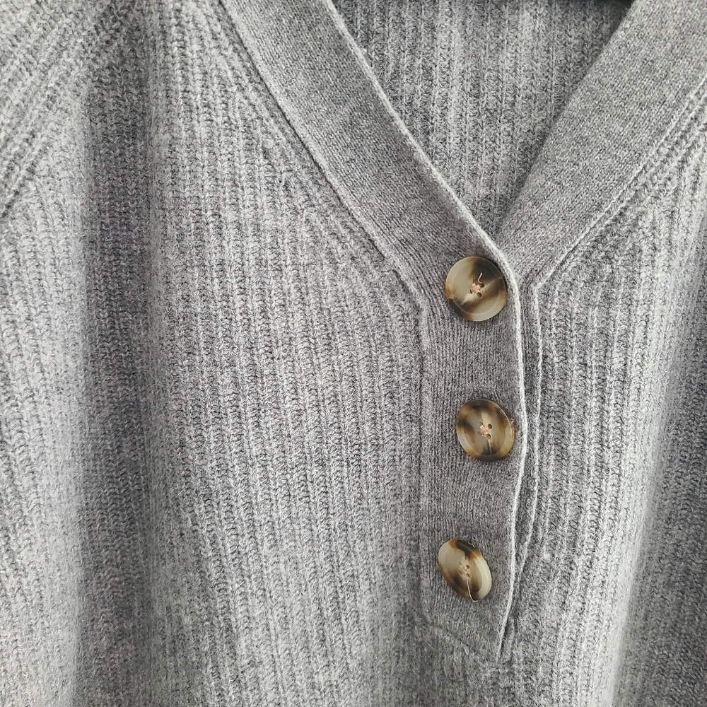 Madewell Ribbed Lyle Henley Heather Grey Sweater - Picture 4 of 8